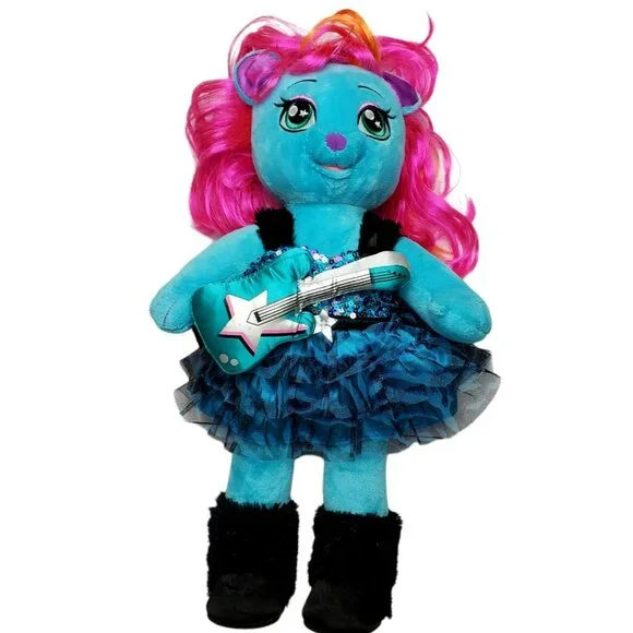 Build A Bear Honey Girl Viv Guitar Cat Kitten Blue Plush Rockstar Outfit HG 22" - Picture 4 of 12
